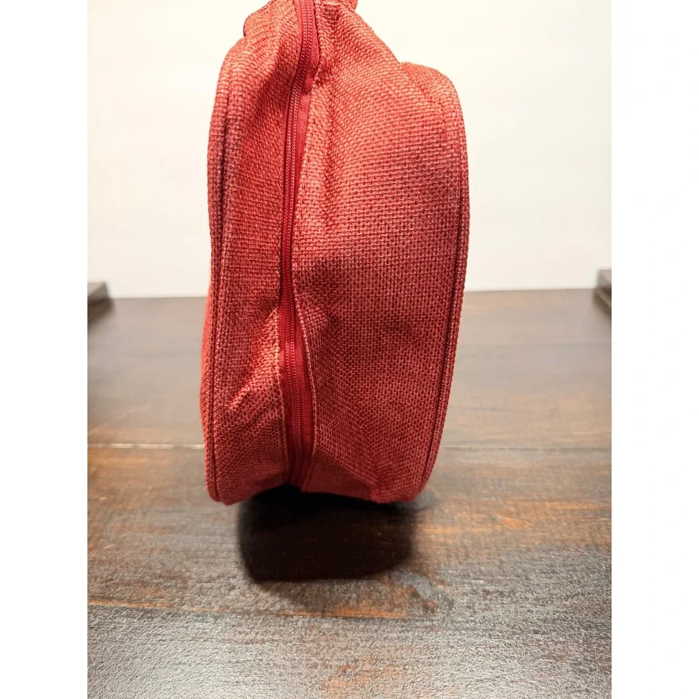 Rigby‎ and Peller Red Canvas Travel Toiletry Makeup Bag Organizer Pouch
